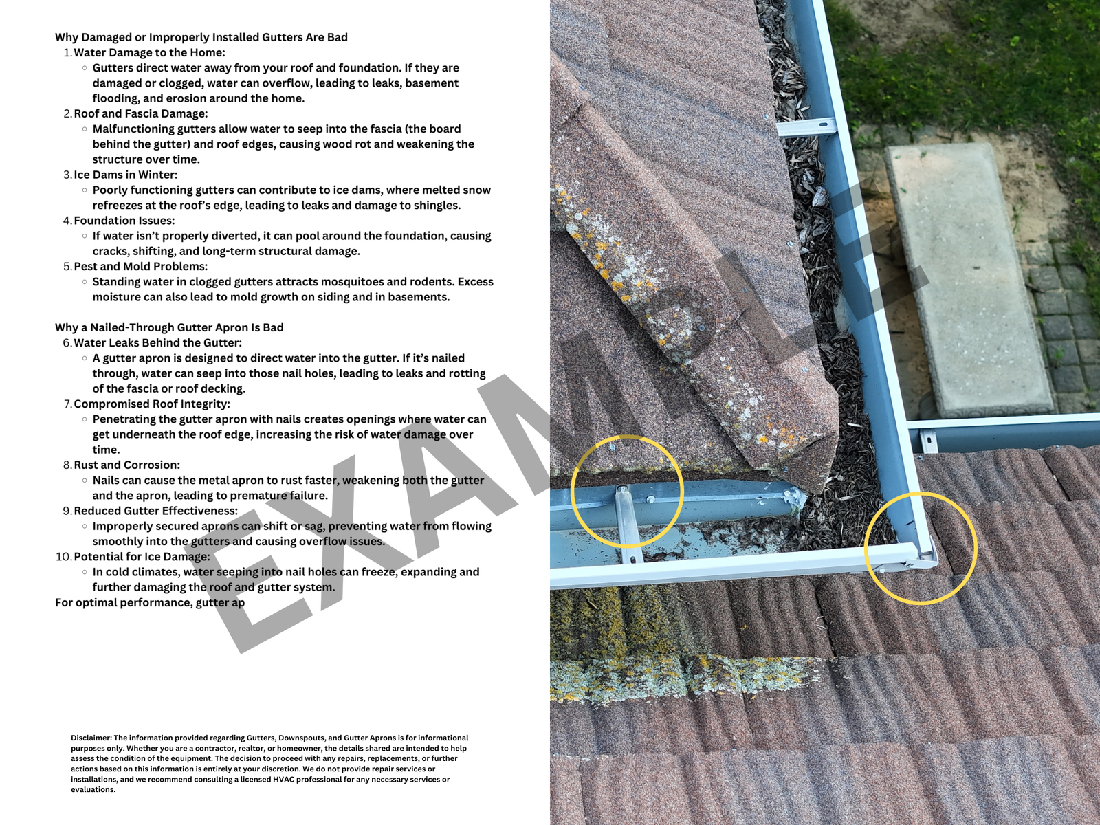 Gutter issues example from drone inspection